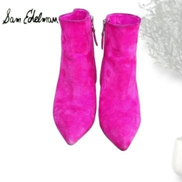 Sam Edelman Magenta Hot Pink Karina Karen High Heel Ankle Bootie Shoe Women 7 - Picture 5 of 12